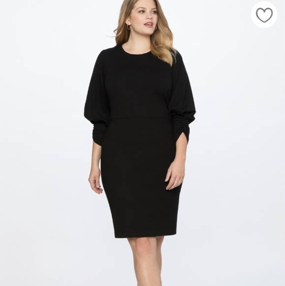Eloquii Dresses & Skirts - Eloquii Black Drama Sleeve Ruched Dress